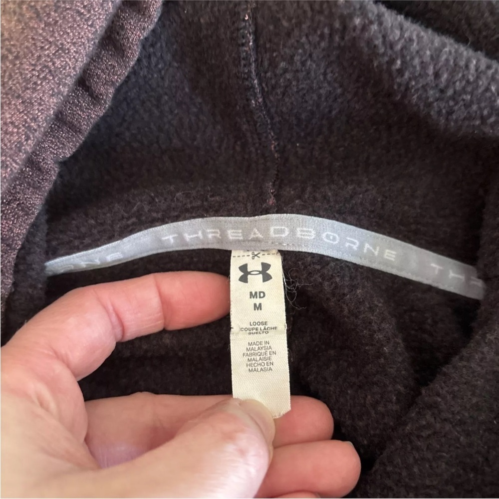 Under Armour Threadborne Women’s PullOver Hoodie Sweatshirt Medium Burgundy - Picture 10 of 14
